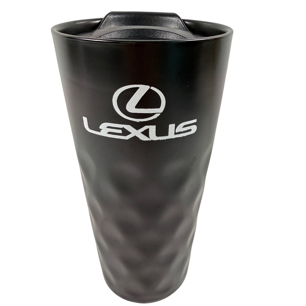 LEXUS Car Auto Matte Black Ceramic Travel Tumbler Mug w/ Slide Lid Logo Luxury